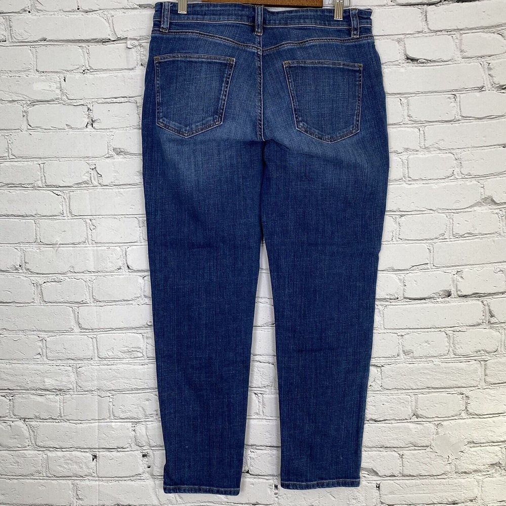 Eileen Fisher Womens Jeans Size 8 Organic Cotton Mid Rise Tapered Leg Med Blue - Picture 2 of 14